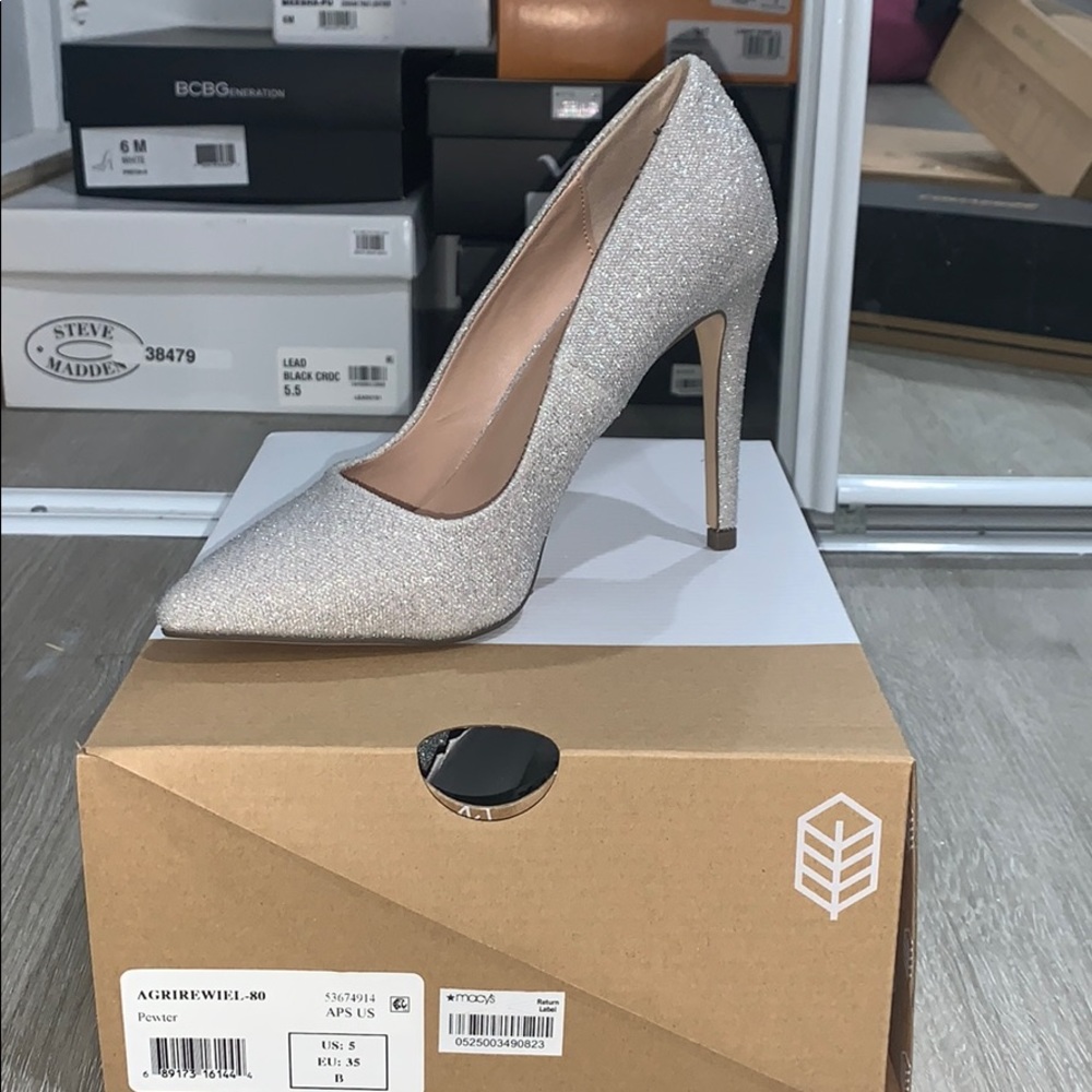 Silver glitter heels